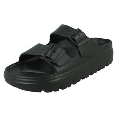 Ladies Spot On Casual Buckle Detail Sliders Sandals F12101