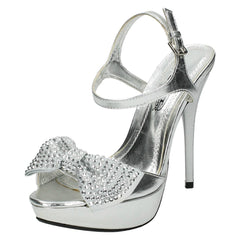 Ladies Spot On Platform High Heels With Diamante Bow