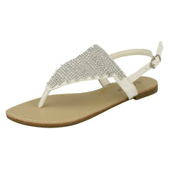 Ladies Savannah Toe Post Diamante Sandals