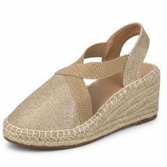 Ladies Savannah Closed Toe Low Espadrille High Wedge F2311
