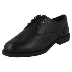 Girls Clarks Lace Up Brogue School Shoes Tapa Pure