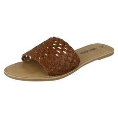 Ladies Leather Collection Flat Weave Mule Sandals