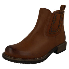 Ladies Spot On Chunky Low Heel Ankle Boots F51020
