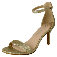 Ladies Anne Michelle High Heeled Buckle Ankle Strap Evening Sandals F12108