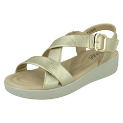 Ladies Eaze Low Wedge Cross Strap Sandal with Buckle F12078