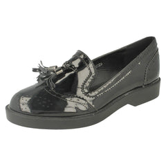 Ladies Spot On Mid Heel Tassel Vamp Brougue Shoe