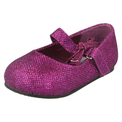Girls Spot On Flat Shoe With Glitter Bow Decoration