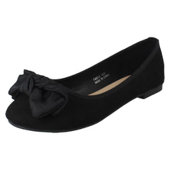 Ladies Spot On Flat Bow Detailed Ballerina Casual Shoes F80512