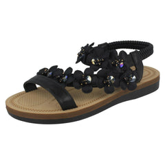 Ladies Anne Michelle Flower Trim Sandals