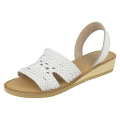 Ladies Leather Collection Low Wedge Weave Slingback Mules