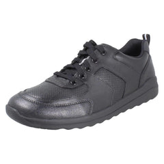 Boys Clarks Black Lace Up Leather School Shoes - Daze Loop 2 Y