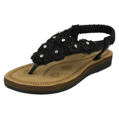 Girls Spot On Toepost Flower Trim Sandals
