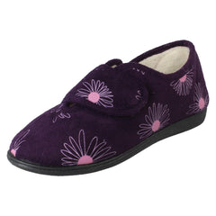 Ladies Rosebank Flower Detailed Wide Full Slippers Judith