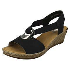 Ladies Rieker Wedge Heeled Sandals 624H6