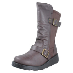 Ladies Spot On Wide Fit Mid Calf Ankle Boots F4468