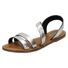 Ladies Leather Collection Flat Y Strap Slingback Mule