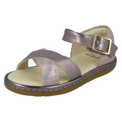 Girls Clarks Cross Detailed Sandals Skylark Pure T