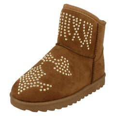 Girls Spot On Fleece Lined Studded Ankle Boots