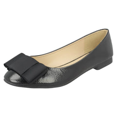 Ladies Spot On Crinkle Patent Ballerinas