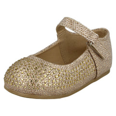 Girls Savannah Flat Diamante Shoes