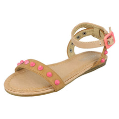 Girls Spot On Flat Ankle Strap Sandal H0116