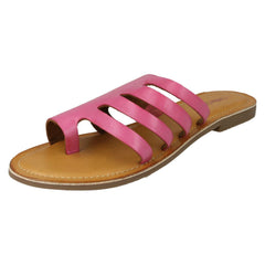 Ladies Leather Collection Flat Strappy Sandals F00125