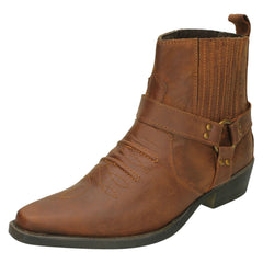 Mens Maverick Leather Ankle Cowboy Boots A3003