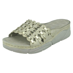 Ladies Spot On Mid Wedge Mules F10945