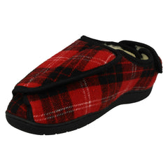 Ladies Spot On Wide Fitting Tartan Slippers