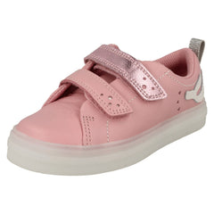 Girls Clarks Mermaid Detailed Light Up Shoes Flare Shell Lo T