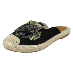 Ladies Spot On Flower Embellishment Espadrille Mules