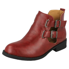 Ladies Spot On Cut Out Ankle Boot