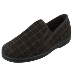 Mens Spot On Checked Upper Gusset Slipper Jaydon