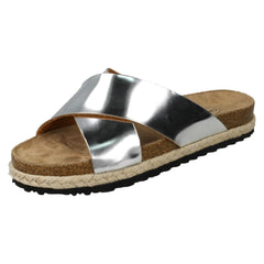Ladies Spot On Cross Over Strap Mules