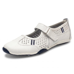 Ladies Down To Earth Casual Flat Leather Hook & Loop Strap Shoes F80066