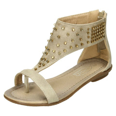 Girls Spot On Toepost Studded Gladiator Sandal