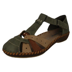 Ladies Rieker T-Bar Cut Out Detailed Antistress Shoes M1655