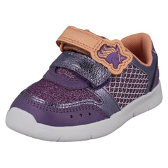 Girls Clarks Light Weight Casual Trainers With Esmerelda Sea-Unicorn Motif Ath Horn T
