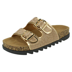 Ladies Spot On Wide Fit Slider Sandals F12009