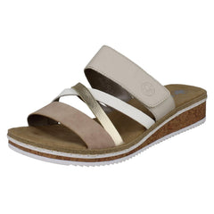 Ladies Rieker Wedge Heeled Strappy Mule Sandals V3652