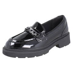 Girls Clarks Chunky Square Toe Loafer School Shoes Eris Edge