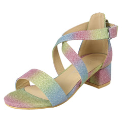 Girls Spot On Heeled Glitter Sandals H1125