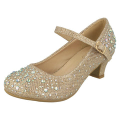 Girls Junior Spot On Sparkly Kitten Heel Party Shoes