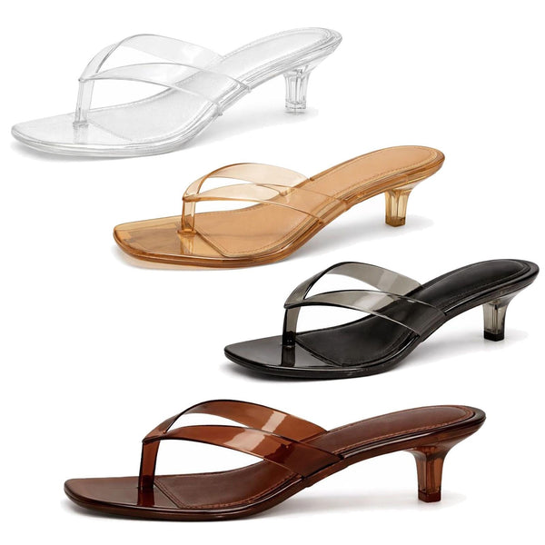 Ladies Spot On Toepost Heeled Sandals F00502