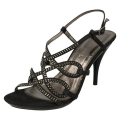 Ladies Spot On High Heel Diamante X Strap Sandals F1749