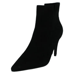 Ladies Spot On High Heel Leather Ankle Boots with Inside Zip F51212