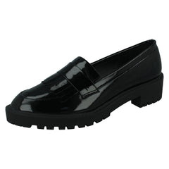 Ladies Spot On Chunky Sole Loafers F80546