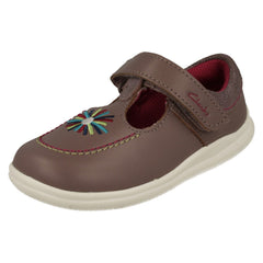 Girls Clarks Embroided Detailed T-Bar Shoes Crest Prom