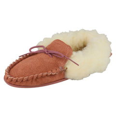 Ladies Spot On Slip On Slippers Real Suede Moccasin