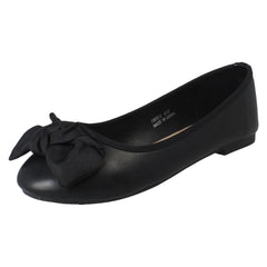 Ladies Spot On Flat Bow Detailed Ballerina Casual Shoes F80512